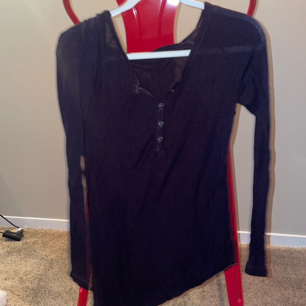 Women’s Hard Tail Black Long Sleeve Blouse